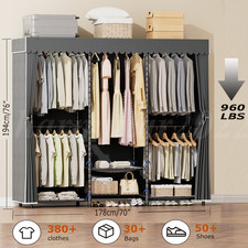 Heavy Duty Garment Rack Large Clothes Rack Freestanding Closet Clothing Shelves picture
