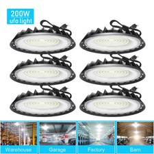 6 Pcs 200W UFO Led High Bay Light Commercial Industrial Warehouse Factory Light picture
