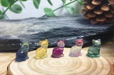 5pc Natural fluorite Carved mini cat crystal quartz crystal reiki healing decor picture