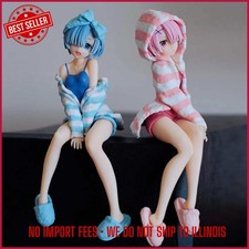 HOT 14CM Anime Re:Zero Ram Rem Pajamas Sitting Figure Cup Noodle Lid No Box picture