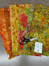 10 1/2 YDS BATIK FABRIC BUNDLE – 9 PC CURATED COLOR COLLECTION – 100% COTTON - L picture