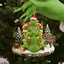 Personalized Grinch Christmas Ornament, Funny Green Monster Couple picture