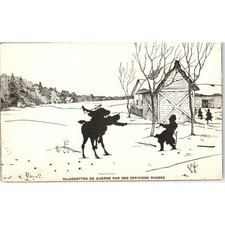 WAR SILHOUETTES BY RUSSIAN OFFICERS French c1910 Original Postcard P2-10 picture