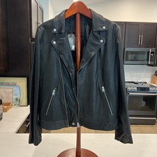 AllSaints Black Leather LOMI BAKER Size Medium-Slim Fit - NEW picture