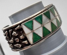 R. Lateyice Native American Zuni Sterling Silver Cuff Bracelet 48g READ picture