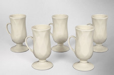 Vintage Hall China White Pedestal Irish Coffee Mugs Set of 5 Made in USA picture