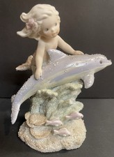 HTF Vtg 1994 Enesco Coral Kingdom ESADORA Mermaid Dolphin Preowned Numbered 1070 picture
