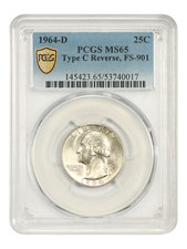 1964-D 25C PCGS MS65 (Type C Rev, FS-901) - Washington Quarter picture