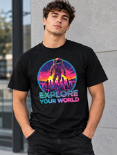 Men's Black Explore Your World T-shirt for Sale Available in Different Sizes picture