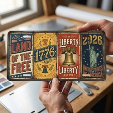 Vintage Patriotic License Plate Sign 1776-2026 USA 250th Anniversary Decor picture