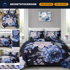 Navy Boho Floral Quilt Set - King Size 3-Piece Bedspread Bedding Set picture