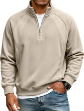Amazon New Men's Jacket Half-Zip Stand-Up Collar Sweatshirt Men's T-Shirt Long-S picture