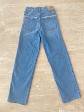 Abercrombie Kids Girls High Rise Wide Leg Jeans 13/14 Long Blue Lace Bow Pocket picture