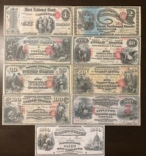 Reproduction Set 1875 Series National Banknotes $1-$1000 Read Full Description picture