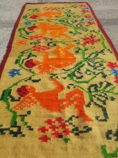 Vintage Traditional Handmade Folk Art Wool Orange Kilim 5.8x2.9ft picture