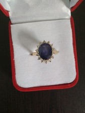 5.70 Ct Oval Cut Natural Sapphire Diamond Proposal Ring 14K Yellow Gold Size 6.5 picture