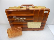 Vtg. 1982 Plano 1122 Magnum & 3214 Double Sided Fishing Tackle Box Amber Tan picture
