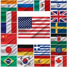 3x5 Country Flag Set of 20 - International Flags with Grommets for Events, Parti picture