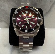 Lume Shot Bloodmoon GMT 200m Date Diver Black/Red Bezel Steel Bracelet picture