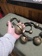  Old Big Large Antique 15 Brass Graduated Horse Sleigh Christmas Bells Size 12 picture