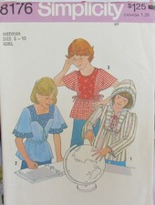 VTG 70s Simplicity 8176 Girls 8-10 Boho Smock Tops 3 Yoked Designs Pattern UNCUT picture