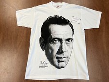 VINTAGE HUMPHREY BOGART BIG FACE STIPPLE ART T SHIRT L TEE 1994 AUTO CHANGES NOS picture