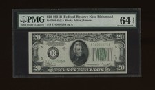DBR 1934-B $20 FRN Richmond Vinson Fr. 2056-E PMG 64 EPQ Serial E74560525A picture