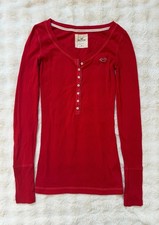Y2K Hollister Ribbed Red Long Sleeve Top picture