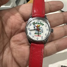 Working VTG 1960 Mexico Tijuana Unisex Watch Dial Manual Wind Red Strap 31mm 6.5 picture