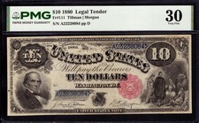 1880 $10 LEGAL TENDER NOTE FR.111 TILLMAN MORGAN PMG VERY FINE VF 30 COMMENT picture