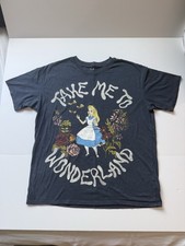 Disney Alice in Wonderland Take Me to Wonderland Graphic T-Shirt XL Navy Floral picture