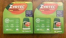 (2) ZYRTEC 24 Hour 10 mg Allergy Tablets 150 (90 + 60) total tabs Exp 2028/07 picture