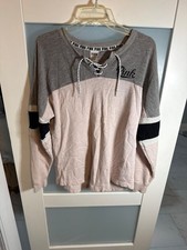 Victorias Secret Pink M Colorblock Lace-Up Long Sleeve Pullover Sweatshirt 26-35 picture