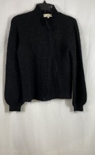 Sezane Women's Black Mohair Merino Wool Blend Pointelle Knit Cardigan Sz S picture