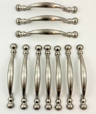 Polished Satin Silver Nickel Cabinet Hardware Handles Pulls Set Of 10 Classic 3