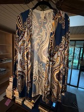Chico's Women's Size 1 Blue Paisley Print Open Front Cardigan picture