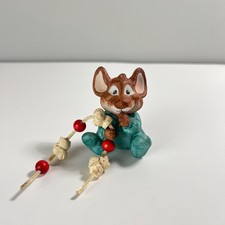 1990 Enesco AMY WULFING Mouse Stringing Popcorn - Vtg Ceramic Christmas Figurine picture