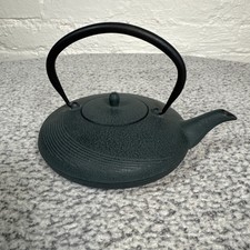 Vintage Iwachu Japanese Cast Iron Teapot Tetsubin Green Unused Ceramic Lid Japan picture