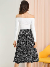 Allegra K Women's A-Line Midi Skirt Floral Print Chiffon Skirt M (B2) picture