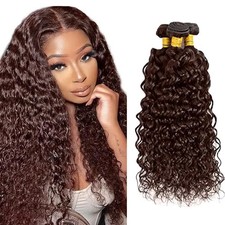Hydtxc Wet Wavy Curly Human Hair Bundles 14 16 18 Inch Chocolate 4 Water Wave picture