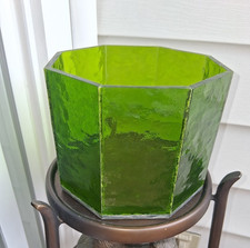 Planter Acrylic plastic MCM Retro Translucent Octagon Green Mid Century Vtg Rare picture