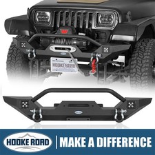 Hooke Road Front Bumper For 1987-2006 Jeep Wrangler YJ TJ w/Winch Plate & Lights picture