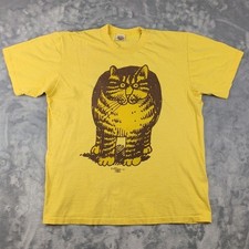 Vintage Crazy Shirts Kliban Cat Shirt Mens Large Yellow Hawaii 1975 Graphic Tee picture