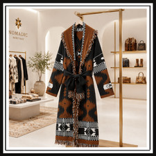 Women's Vintage Aztec Cardigan Sweater Tassel Long Sleeve Knit Boho Coat Southwe picture