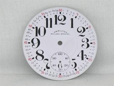 SCARCE, VINTAGE 16S HAMILTON 992B MELAMINE MONTGOMERY POCKET WATCH DIAL & HANDS picture