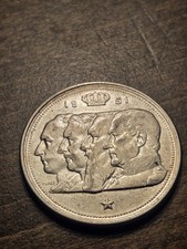1951 Belgium 100 Francs-Kings; Dutch Text .835 Silver Coin-ASW .438 oz picture