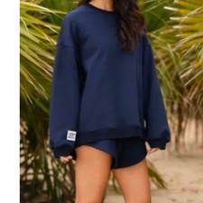 Eleven Eleven Midnight Blue Oversized Crewneck Sweatshirt Size Medium picture