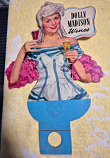 Vintage Mid-Century Dolly Madison Wines Die-Cut Cardboard Bottle Hanger Store D picture