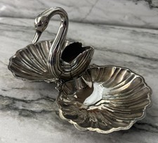Vintage Shell-Shaped Swan Silver Serving Condiment Dish. No Glass Insert. picture