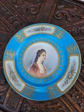 Antique SEVRES marked porcelain plate hand paint MArie Adelaide Savoy birds rare picture